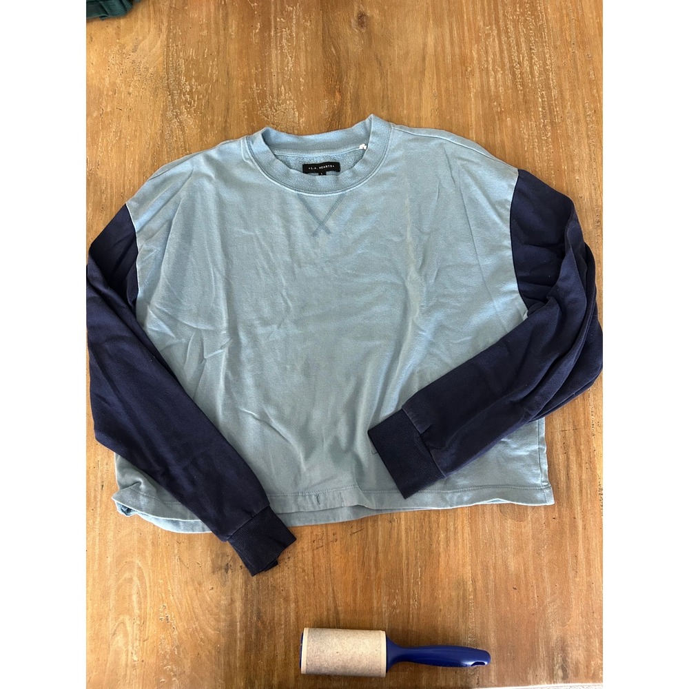LA Hearts Color Block Crewneck Sweatshirt Y2K  Light‎ Blue Navy Size L